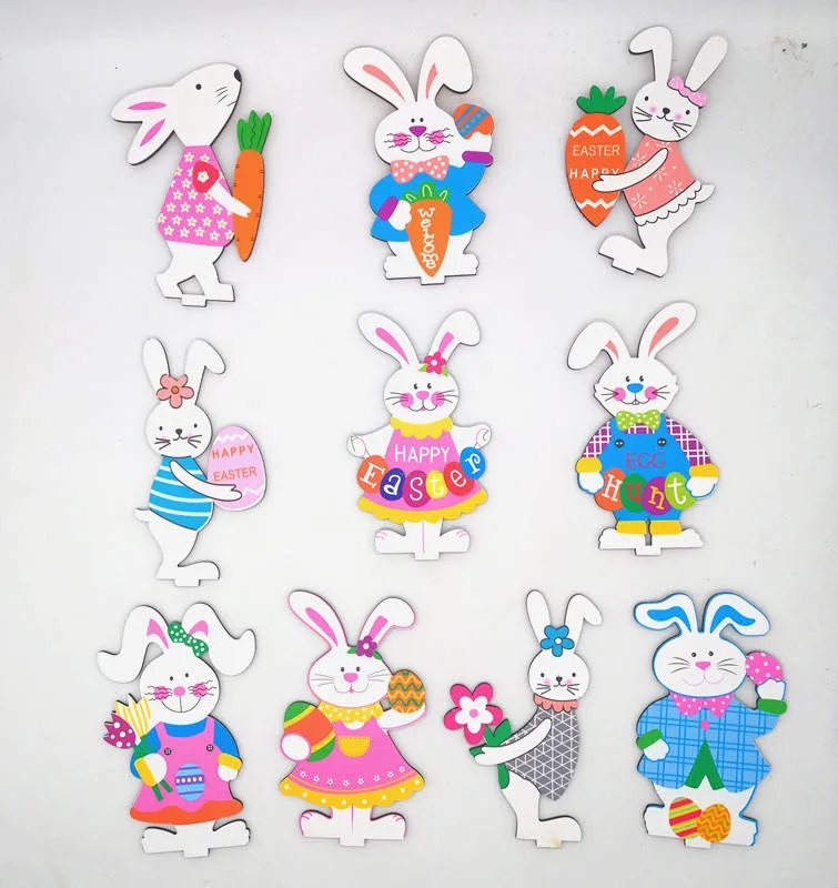Printing Table Top Wooden Easter Crafts Bunny Shaped Decoration