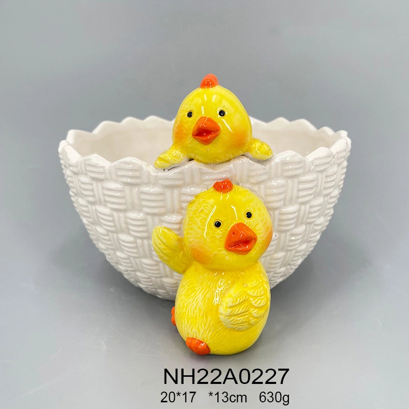Ceramic Sunflower Shaped with Chicken Dinnerware Plates, Seasoning Dish for Easter Holiday Decoration for Daily Use