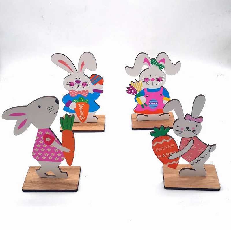Printing Table Top Wooden Easter Crafts Bunny Shaped Decoration