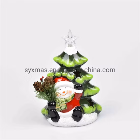 Haute qualité nouveau Design de noël en céramique agitant le père noël décoratif ornements en céramique de noël LED figurines en céramique éclairées