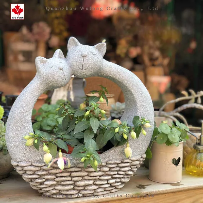 Pot de fleur en résine, artisanat, chat, Animal, décoration de jardin, maison, vente en gros