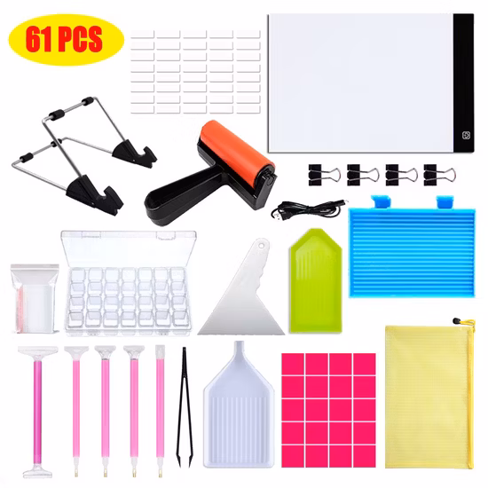 Kit d'accessoires avec boîte de broderie diamant et plusieurs tailles de stylos de peinture pour adultes pour la fabrication d'artisanat d'art, accessoires de peinture diamant DIY